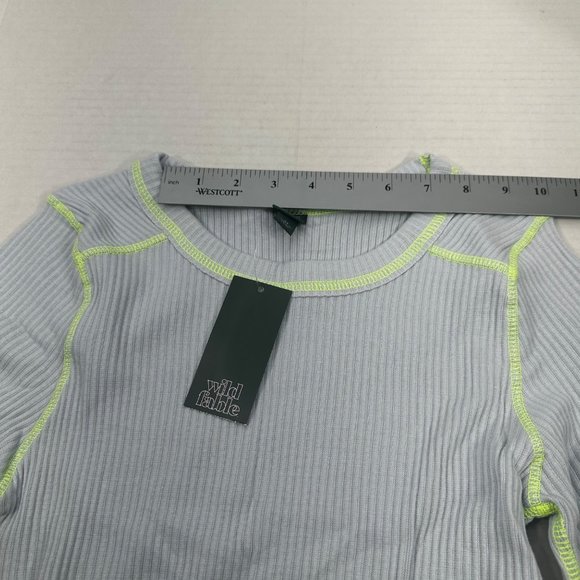 Wild Fable Women's Size XS Long Sleeve Slim Fit Baby Ribbed Tee Shirt Blue New - Picture 8 of 13